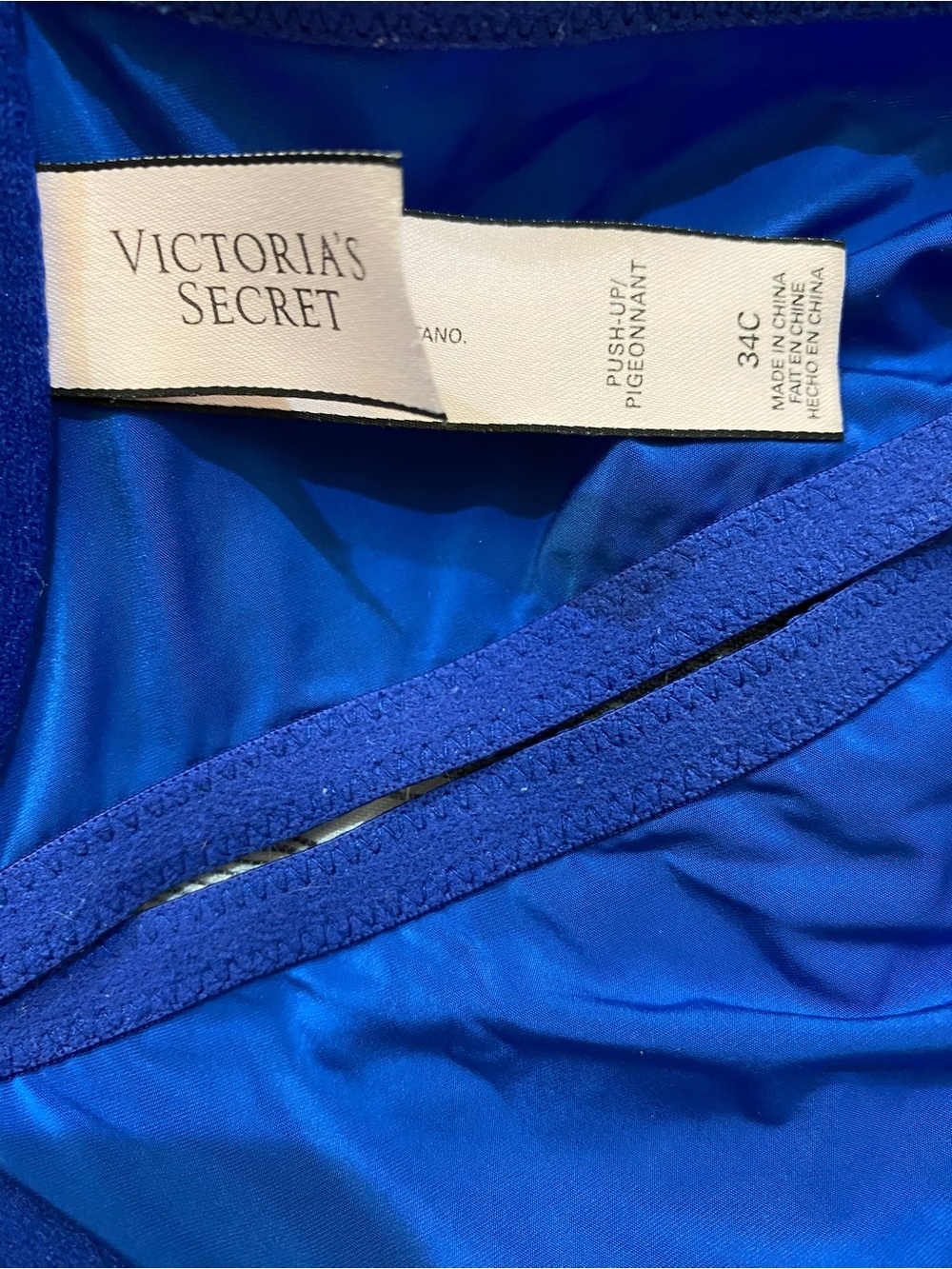 Victoria’s Secret Push-Up Pigeonnant Bra Blue Women’s Size 34C - Picture 5 of 5